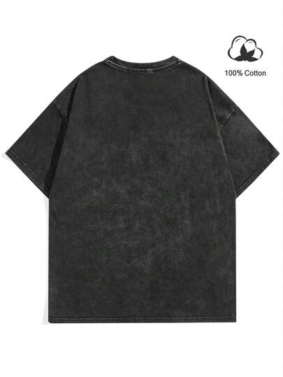 Manfinity EMRG تي شيرت تي شيرت كاجوال قصير الأكمام بطباعة جرافيك وياقة طاقم للرجال، للخروج، هدية للصديق