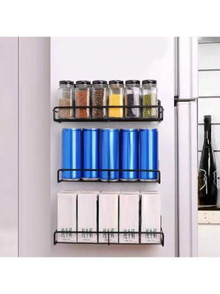 قطعة واحدة رف بالملصق المغناطيسي لتخزين التوابل على الثلاجة، منظم المتابل المغناطيسي للثلاجة لترتيب وتخزين المطبخ، أدوات منظم التوابل للأسطح المعدنية