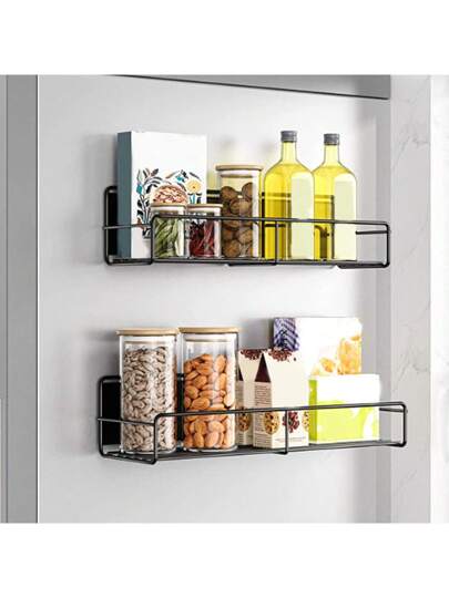 قطعة واحدة رف بالملصق المغناطيسي لتخزين التوابل على الثلاجة، منظم المتابل المغناطيسي للثلاجة لترتيب وتخزين المطبخ، أدوات منظم التوابل للأسطح المعدنية