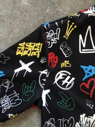 جاكيت رجالية مطبوع عليها طباعة رقمية لرسومات الغرافيتي