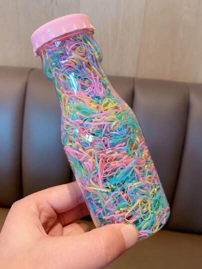 3000 قطعة/زجاجة مجموعة ملحقات شعر الأطفال مطاطية ملونة كرتونية جميلة أطواق الشعر البنات الجذابة مجموعة إكسسوارات شعر الأطفال