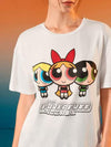 THE POWERPUFF GIRLS X طقم بيجاما تي شيرت أبيض وبنطلون خريفي، طراز أساسي لطيف، طراز رسوم متحركة