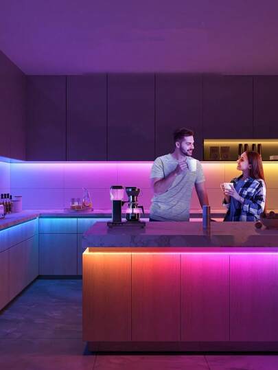 رمضان زينة رمضان 1 قطعة طول 1م/3م/5م/10م/20م شريط إضاءة LED RGB 5050 قابل للتعتيم ، أضواء كبل متغيرة اللون مع وحدة تحكم للديكور المنزلي والحفلات والمطبخ وإضاءة خلفية للتلفزيون، هدايا مثالية