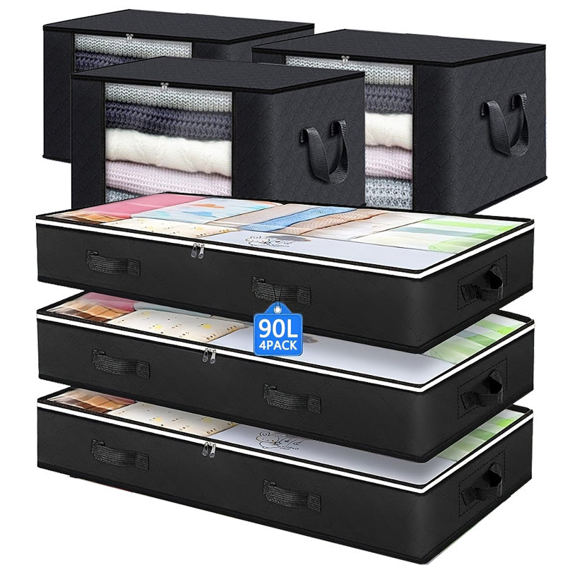 مجموعة مكونة من 6 قطع تشمل 3 أكياس تخزين أفقية و3 أكياس تخزين تحت السرير، أكياس تخزين ذات سعة كبيرة للملابس والبنطلونات والجوارب