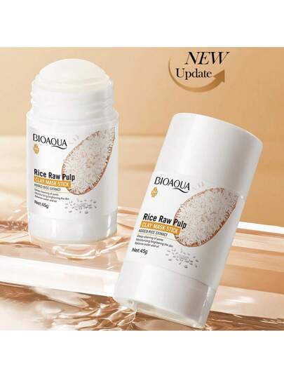 قطعتين عصا قناع الطين المقشر للأرز ، قناع الطين المنشط لتجديد البشرة، تنظيف عميق للبشرة ، تقليل المسام ، تحسين لون البشرة ، تطبيق طبقة من الطين