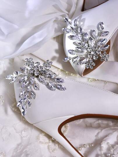 1قطعة كليبس حذاء قابل للإزالة مرصع بالراين للنساء، يناسب الكعب والأحذية المسطحة