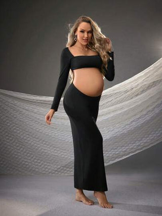 Cheriluna Maternity فستان حمل طويل الأكمام، للتصوير الفوتوغرافي أثناء الحمل