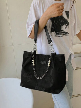 حقيبة تسوق زهرية القماش، حقيبة يد نسائية كبيرة السعة للتنقل، ضروري أساسي أنيق ومتعدد الاستخدامات