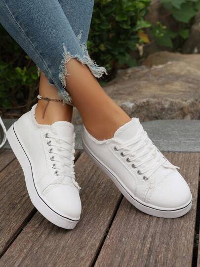 أحذية رياضية كاجوال من القماش بأطراف مخملية، نوع رباط قابل للربط، مناسبة للحرم الجامعي والارتداء اليومي والمنزل والنقل والعمل طوال العام، ذات كعب PVC خفيف الوزن ومنفذ للهواء