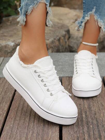 أحذية رياضية كاجوال من القماش بأطراف مخملية، نوع رباط قابل للربط، مناسبة للحرم الجامعي والارتداء اليومي والمنزل والنقل والعمل طوال العام، ذات كعب PVC خفيف الوزن ومنفذ للهواء