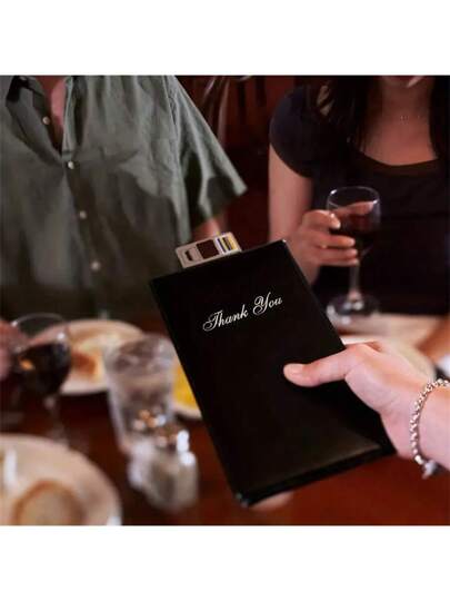 1/2/3/4/5 قطعة من حاملات إيصالات الضيوف الاحترافية بقياس 25.4 سم مع كلمة "شكرا لك" بالذهبي، مناسبة للمطاعم والكافيهات