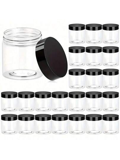علب بلاستيكية شفافة سعة 4 أونصات مع أغطية 6/12/24 عبوة - حاويات تجميلية دائرية لتخزين الغسول والكريم والمرهم وزبدة الجسم والمكياج والأحجار الكريمة والعينات والسفر