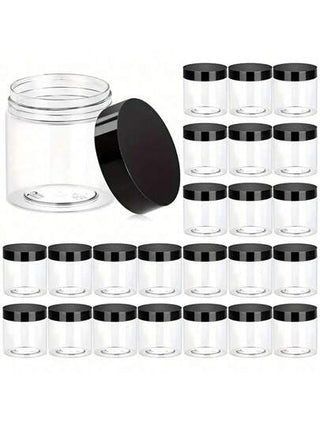 علب بلاستيكية شفافة سعة 4 أونصات مع أغطية 6/12/24 عبوة - حاويات تجميلية دائرية لتخزين الغسول والكريم والمرهم وزبدة الجسم والمكياج والأحجار الكريمة والعينات والسفر