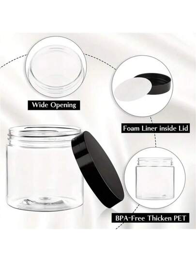 علب بلاستيكية شفافة سعة 4 أونصات مع أغطية 6/12/24 عبوة - حاويات تجميلية دائرية لتخزين الغسول والكريم والمرهم وزبدة الجسم والمكياج والأحجار الكريمة والعينات والسفر
