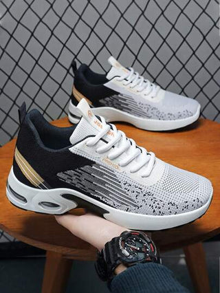 أحذية رياضية صيفية للرجال بشبكة تنفس، أحذية كاجوال خارجية مريحة بوسادة هوائية وأربطة