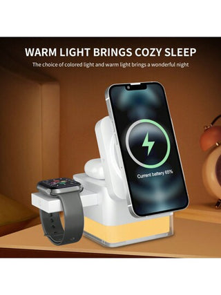 محطة شحن لاسلكية ثلاثية الوظائف 15 واط، وحدة تحميل مطابقة مع آيفون 15/14/13/12 برو ماكس/برو/ميني/بلس، متوافقة مع ساعة آبل ألترا 9/8/7/6/5/4/3، وأجهزة 3/2، متوافقة مع آيفون 16 15 14 13 12 11 X 8 برو ماكس/برو/ميني/بلس، متوافقة مع ساعة آي وتش وأجهزة ، مناسبة