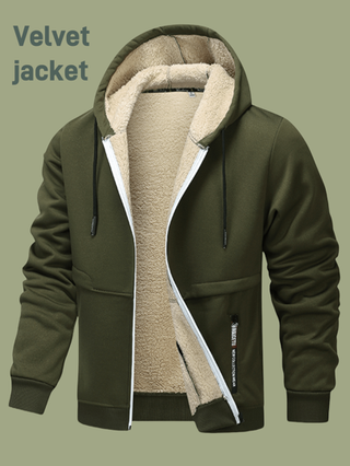 1 جاكيت هوديي من الفليس للرجال، جاكيت خارجية كاجوال مزودة بسحّاب