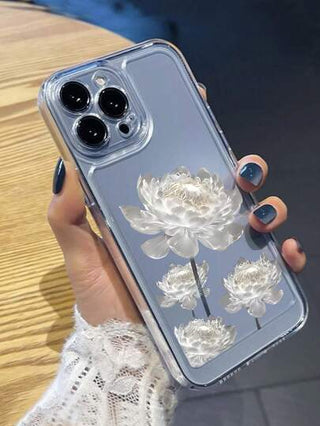 حافظة واقية مطبوع عليها تصميم زهرة اللوتس متوافقة مع آيفون 14 13 12 11 XS XR X 7 Plus Pro Max Mini