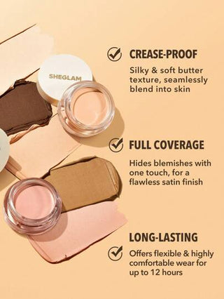 SHEGLAM كريم إخفاء العيوب Rapid Retouch Cream Concealer-فانيليا دافئة كريم إخفاء العيوب Rapid Retouch Cream Concealer-فانيليا دافئة كريم إخفاء العيوب Full Cover Cream Concealer يدوم طويلاً مفتح/مُشرق تغطية كاملة/تغطية عالية مصحح خفيف الوزن يدوم طوال...