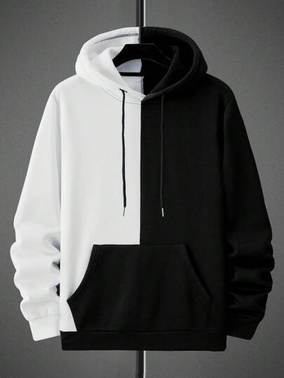 Manfinity LEGND هوديسوتشيرت للرجال ألوان متباينة بطبعة جناح للخروج، هوديسوتشيرت طباعة جرافيك أكمام طويلة كتل ألوان، هدايا للأصدقاء والأزواج والأصدقاء المقربين