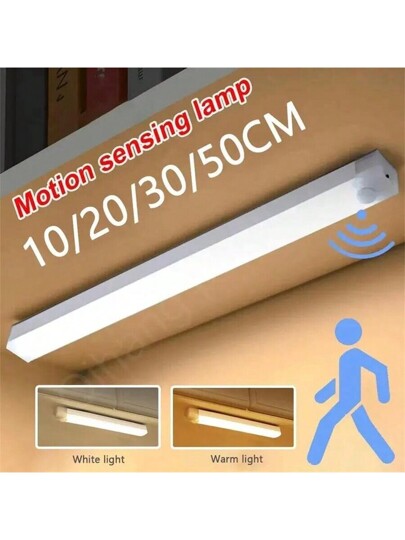 قطعة واحدة من ضوء خزانة استشعار الحركة اللاسلكي بتقنية LED، ضوء ليلي قابل لإعادة الشحن بالمغناطيس USB (10/20/30/50 سم) للإضاءة الآمنة في المطبخ والغرفة والخزانة والدرج والممر (يرجى مشاهدة الفيديو لدليل التركيب)