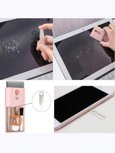 مجموعة تنظيف متعددة الأغراض 10 في 1، مناسبة لتنظيف أجهزة ، تشمل رذاذ تنظيف الشاشة ، قطعة قماش ناعمة ، فرشاة مخفية ، مفكك مفاتيح ، شريحة ذاكرة قابلة للفصل ، مسامير تنظيف ، حامل هاتف ، فرشاة كثيفة ، مجموعة تنظيف لوحة المفاتيح للكمبيوتر المحمول ، أداة تنظيف