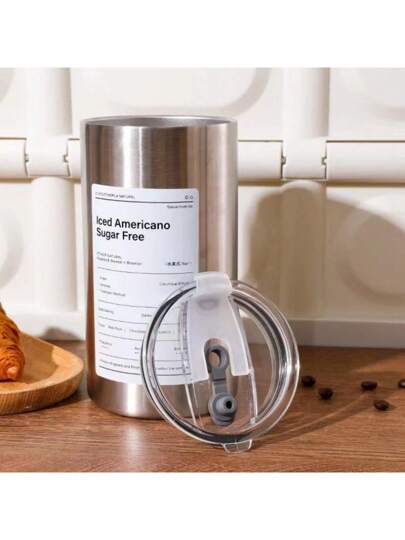 كوب قهوة أمريكية مثلجة من الفولاذ المقاوم للصدأ، فنجان مزدوج الجدار مفرغ من الهواء من الفولاذ المقاوم للصدأ مع القصّبة