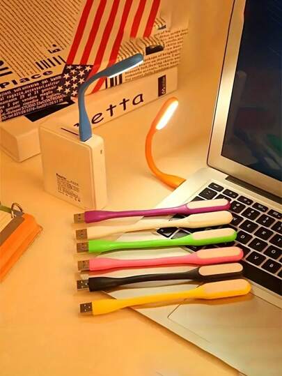 إضاءة ليلية LED عنق مرن 1/2 قطعة، مصباح مكتب محمول بواجهة USB للقراءة والدراسة وأكثر