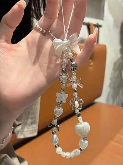 اسورة هاتف بنمط باروك مزخرفة بالخرز، سلسلة حقيبة يد فاخرة، سوار، رباط الكاميرا،, سلسلة مفاتيح مزين بفراشة مصنوعة من لؤلؤ اصطناعي، هدايا للأم والعائلة والأصدقاء لأعياد الميلاد والمناسبات، إكسسوارات هاتف