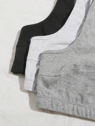Shein Underwear&Sleepwear Basics 3 قطع سوتيان لاسلكي رياضي نسائي بألوان بسيطة