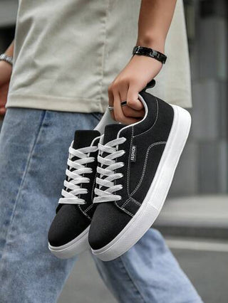 أحذية كانفاس للرجال، تصميم بسيط، أحذية سبور لونها أحادي