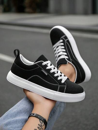 أحذية كانفاس للرجال، تصميم بسيط، أحذية سبور لونها أحادي