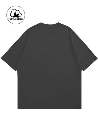 تي شيرت تي شيرت بأكمام قصيرة وياقة مستديرة مطبوع للأولاد المراهقين 1 قطعة، ملابس صيفية للطلاب الشباب