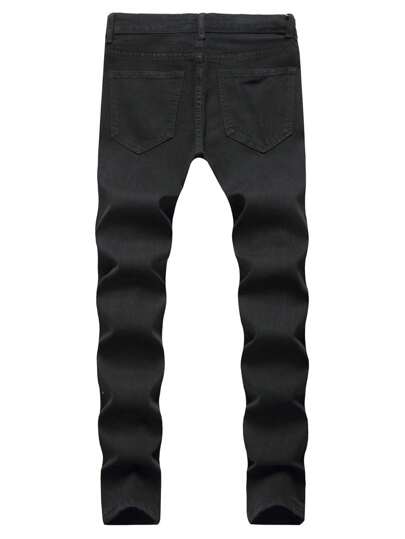 بناطيل جينز مستقيمة للرجال مخربة، بناطيل جينز قطنية مطاطية مخرقة، كاجوال