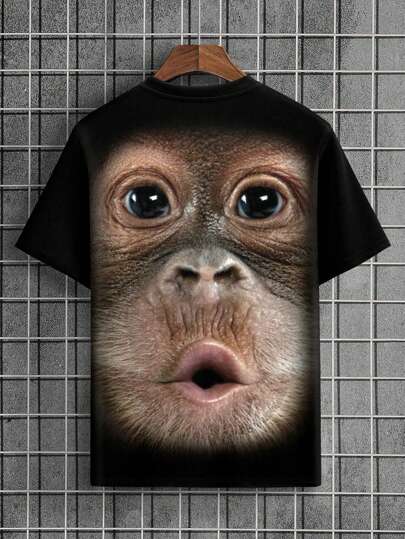 مايوه حريمي قطعة واحدة تي شيرت تي شيرت رجالي قصير الأكمام بطبعة الغوريلا بياقة دائرية للصيف