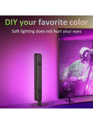 نور محيط مكتبي LED جزئية/2 حزمة، شريط LED ذكي، أعمدة إضاءة RGB بريموت كنترول أضواء خلفية LED للتلفزيون، بريموت كنترول للألعاب، السينما، الكمبيوتر، ديكور الغرفة