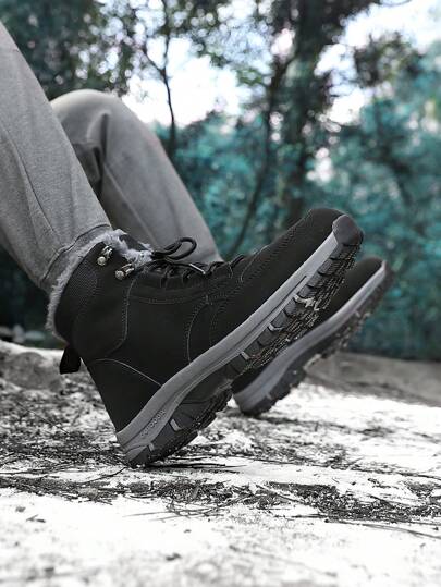 بوت ثلج رجالية ذات أنبوب قصير، بوت شتوية سميكة دافئة للرجال