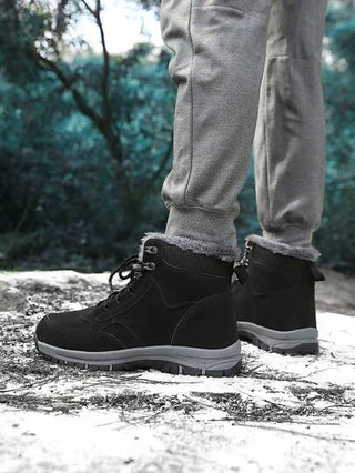 بوت ثلج رجالية ذات أنبوب قصير، بوت شتوية سميكة دافئة للرجال