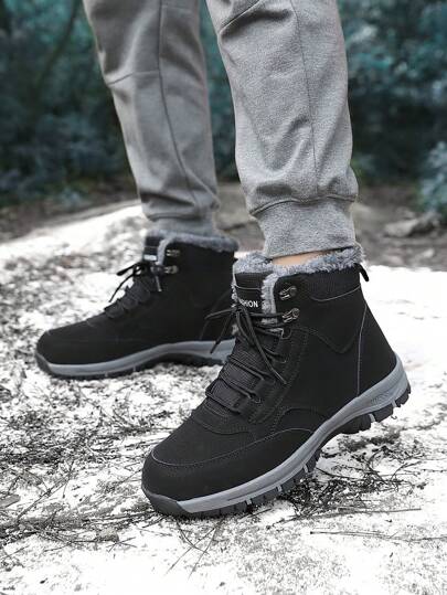 بوت ثلج رجالية ذات أنبوب قصير، بوت شتوية سميكة دافئة للرجال