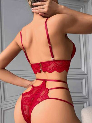 Classic Sexy مجموعة من قطعتين من حمالة صدر لاسلكية بتصميم مثير من الدانتيل للنساء (حمالة صدر لاسلكية + سراويل تانج)