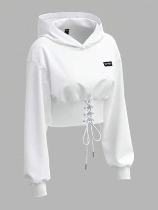 EZwear معطف أبيض مصنوع من الأنسجة المحبوكة للسيدات، ملابس علوية بأكمام طويلة للخريف/الشتاء