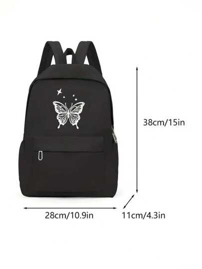 حقيبة ظهر بطباعة فراشة قطعة واحدة، حقيبة كاجوال رياضية أنيقة ومتعددة الاستخدامات، مناسبة للبنات والأولاد والأطفال للعودة إلى المدرسة والسفر والأوقات الحرة، حقيبة ظهر كلاسيكية باللون الأحادي، مناسبة للاستخدام اليومي والمدرسة والتنقل، حقيبة ظهر طالب بطباعة