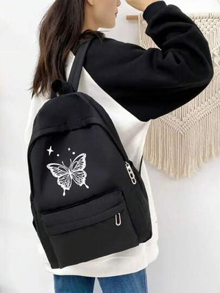 حقيبة ظهر بطباعة فراشة قطعة واحدة، حقيبة كاجوال رياضية أنيقة ومتعددة الاستخدامات، مناسبة للبنات والأولاد والأطفال للعودة إلى المدرسة والسفر والأوقات الحرة، حقيبة ظهر كلاسيكية باللون الأحادي، مناسبة للاستخدام اليومي والمدرسة والتنقل، حقيبة ظهر طالب بطباعة