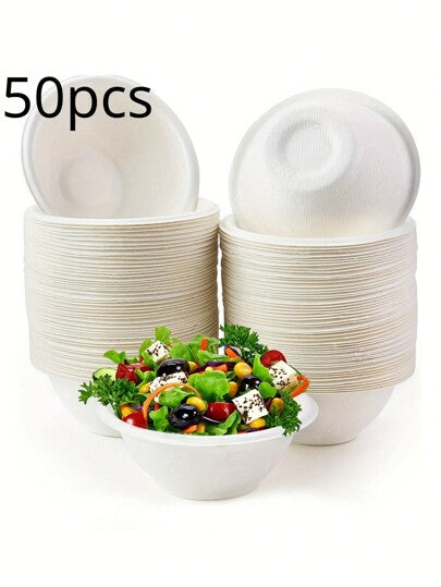 20/50 قطعة أطباق ورقية، أطباق ورقية قابلة للتحلل العضوي عالية الجودة، 220 مل، لتقديم السلطات والآيس كريم والحلويات والشوربة الساخنة، مثالية للنزهات والحفلات العطلات والتوصيل والاستخدام اليومي في المدارس، هدية عيد الميلاد