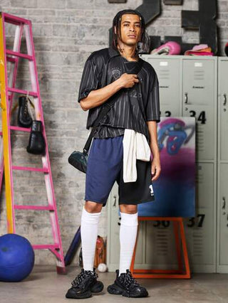 Sport MetroGents تي شيرت رياضي قصير الأكمام بطبعة بسيطة لطراز الحبيب للرجال, المدرسة