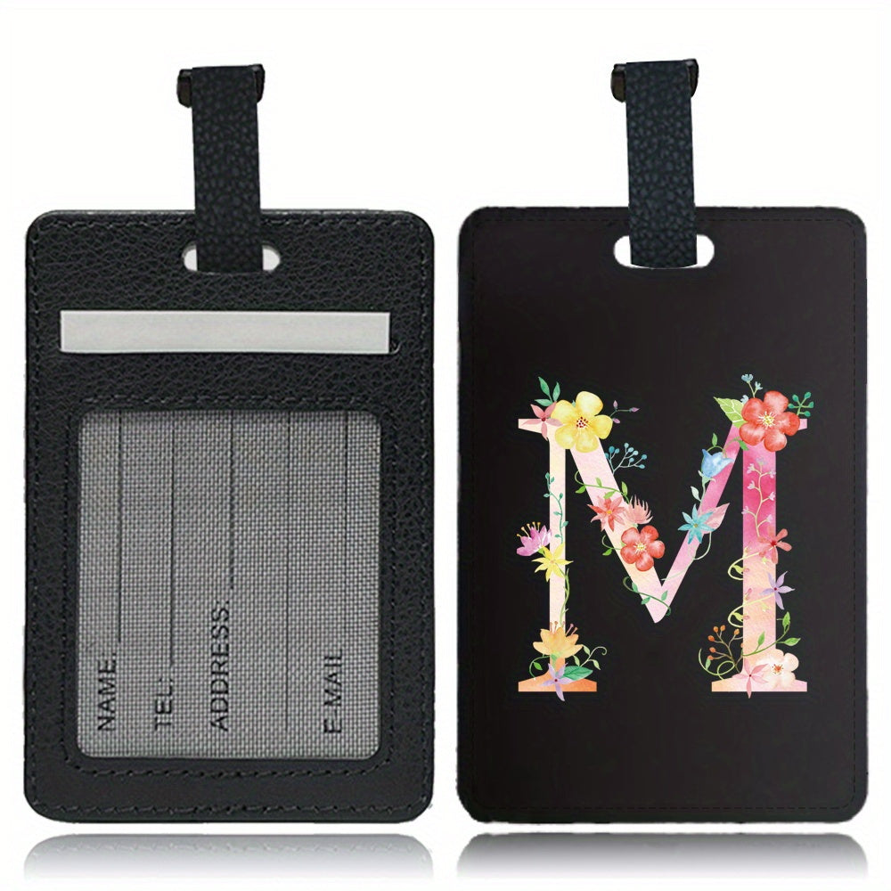 1 قطعة علامة أمتعة أنيقة بطباعة حروف، حامل اسم وعنوان أنيق لحقيبة السفر، ملصق تعريف الأمتعة، إكسسوار سفر لسهولة التعرف