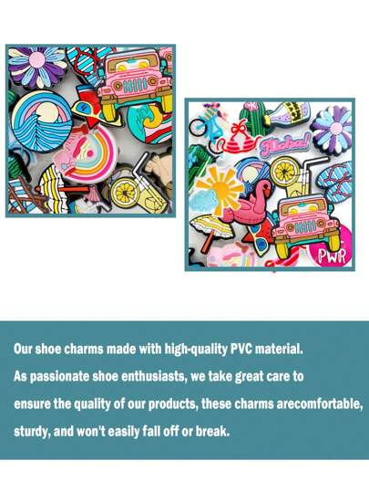 24 قطعة / مجموعة من تشارمز الأحذية لسلسلة الشاطئ والهاواي لتزيين الأحذية DIY، نوعية ممتازة من الملحقات الشائعة، تحريك الحذاء فقاعات, ديكورات أحذية من البي في سي، اكسسوارات لحقائب الشاطئ، هدية رائعة للمراهقين والرجال والنساء والكبار