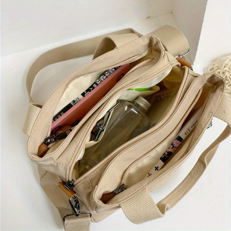 حقيبة نسائية عصرية متعددة الجيوب، حقيبة كتف كبيرة السعة متعددة الأقسام للسفر والخروج 078-2