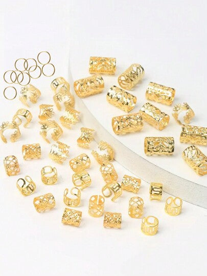 50قطعة من مشابك الشعر المضفر، إكسسوارات مجوهرات الضفيرة، ديكور شعر مضفر