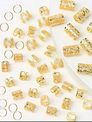 50قطعة من مشابك الشعر المضفر، إكسسوارات مجوهرات الضفيرة، ديكور شعر مضفر